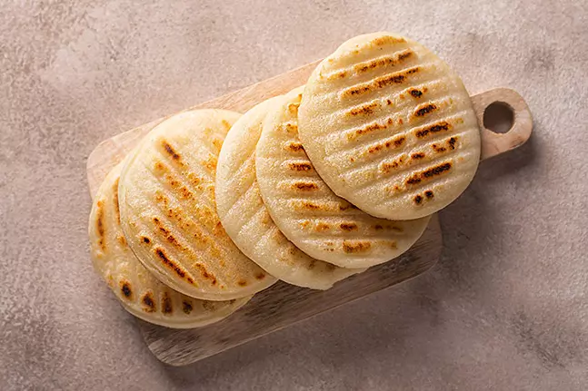 Fresh white corn arepa
