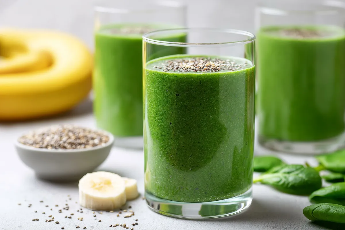 batido vegano de espinaca y chía