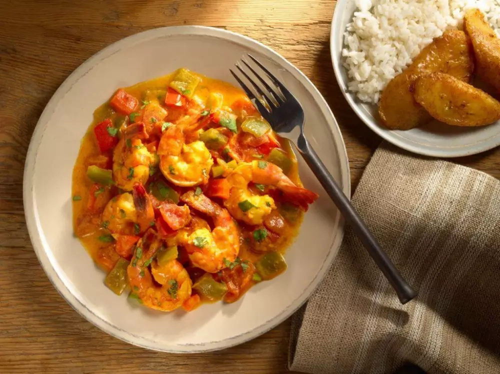 gambas con salsa de coco