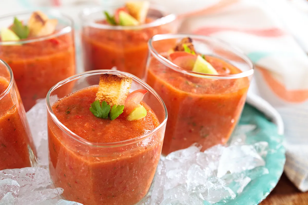 gazpacho en vaso de cristal
