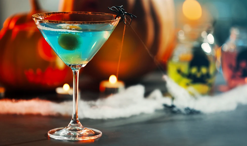 mocktail de halloween de color azul