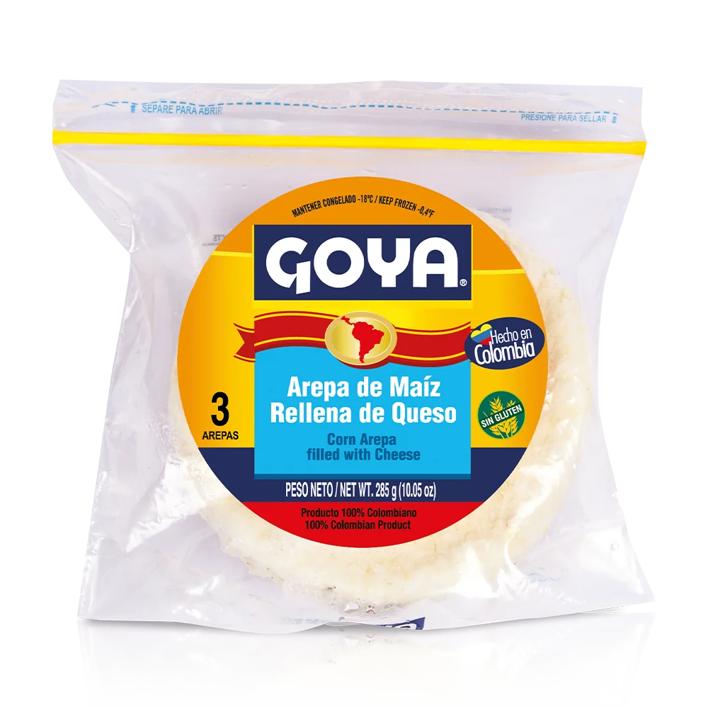 Arepa de maíz rellena de queso Goya