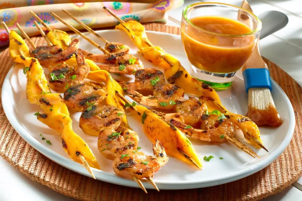 Receta de Pinchos de Gambas con cubierta de Guayaba