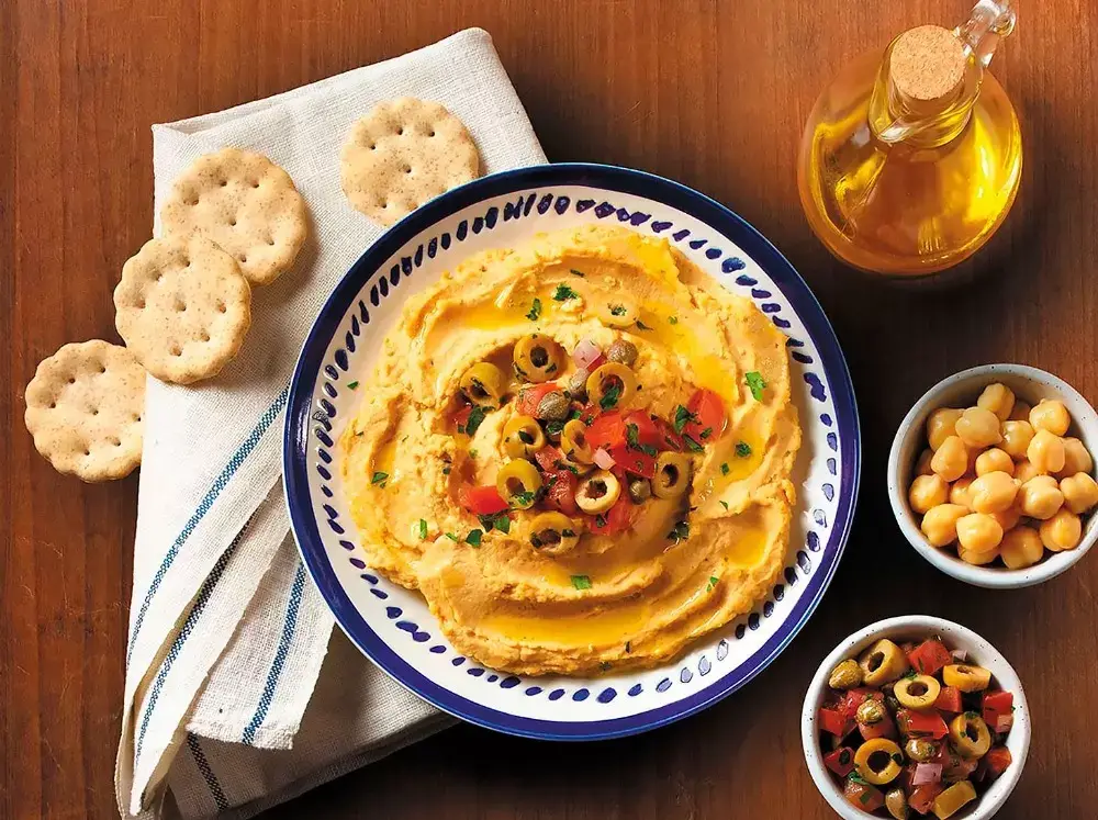 Hummus y salsa de aceitunas